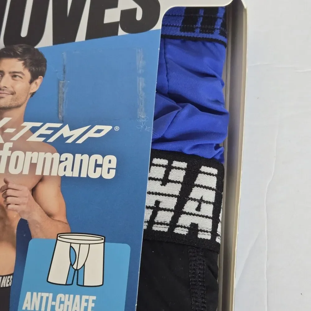HANES Boxer Brief Anti Chafe Cooling Zone Long Leg 2 Pack Black/Blue Men S NWT